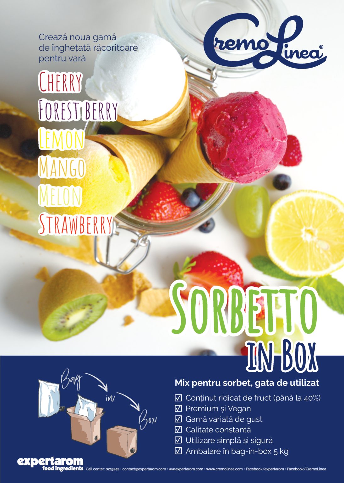Sorbetto-in-box ready-to-use sorbet solution