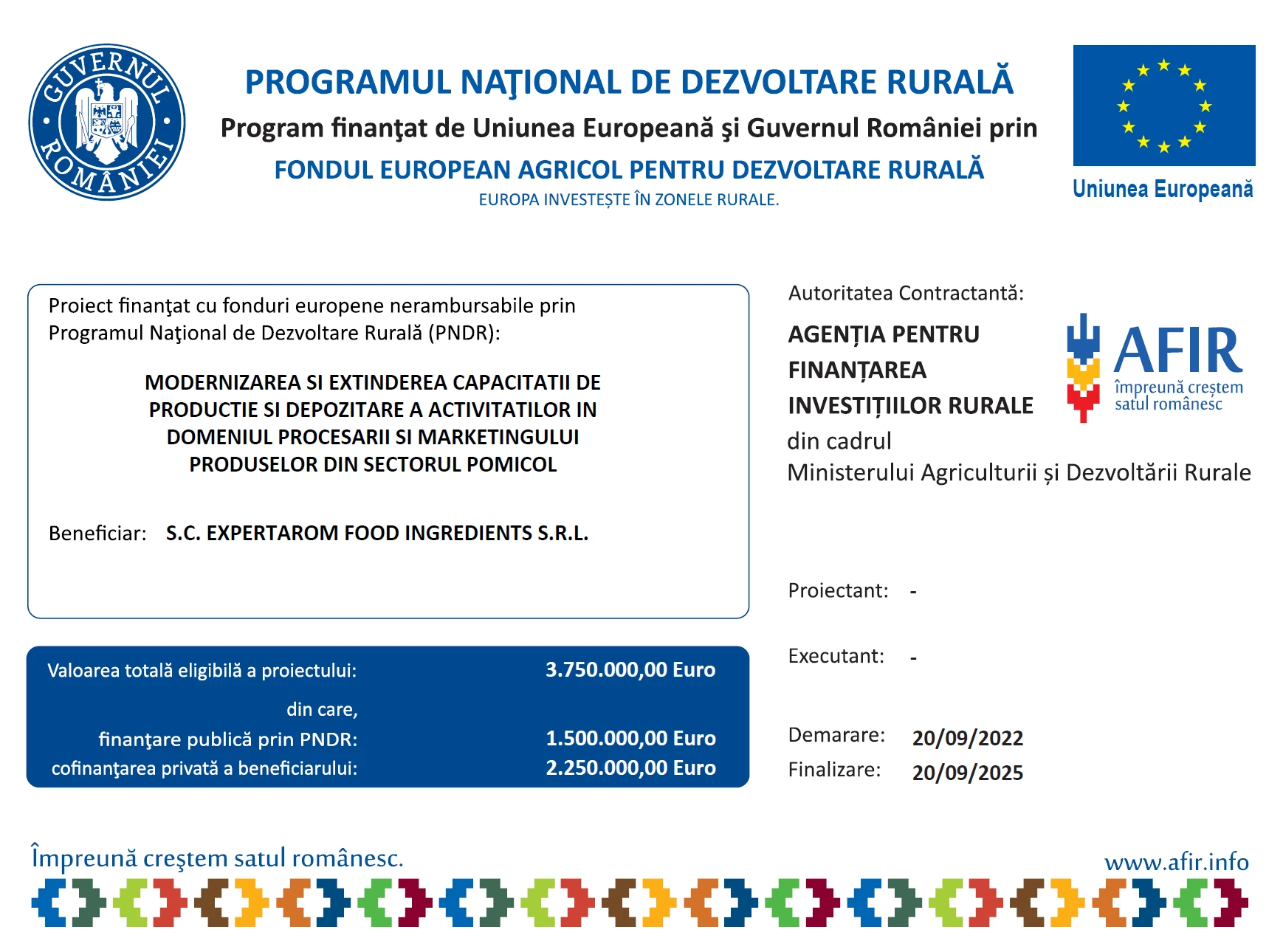 Panou Informativ - Proiect finanțat prin fonduri europene