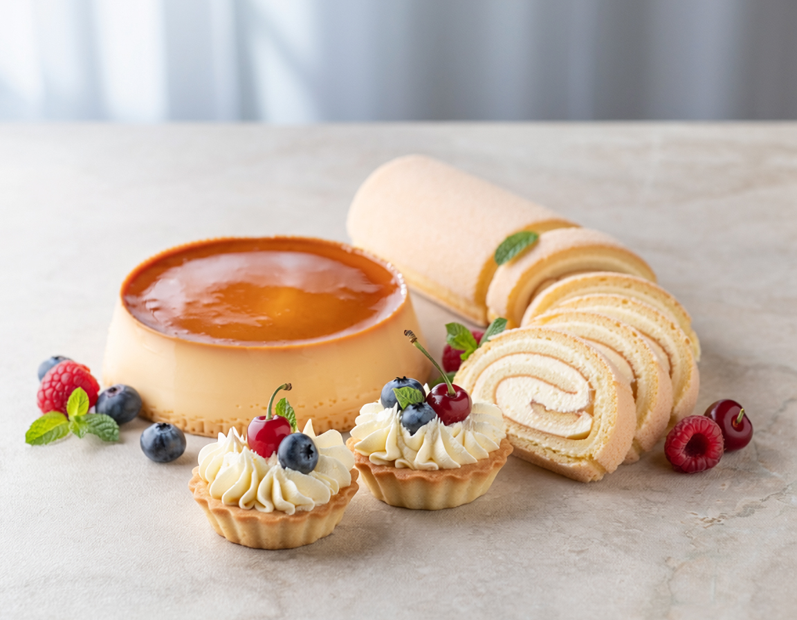 Firefly Ultra realistic food photography of a refined selection of vanilla based pastries arr 155860