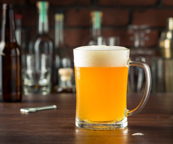 Refreshing Golden Beer Lager in a Pint Glass